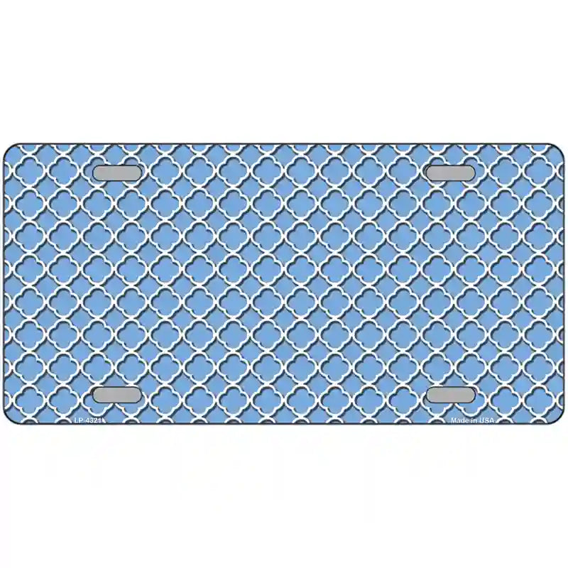 Light Blue White Quatrefoil Metal Novelty License Plate 24" x 12" (LLP)
