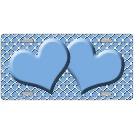 Light Blue White Quatrefoil Light Blue Center Hearts Metal Novelty License Plate 24" x 12" (LLP)