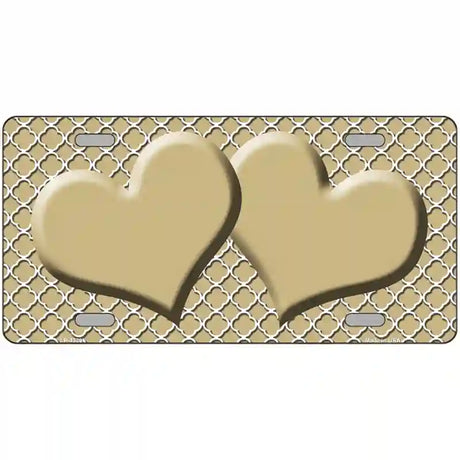 Gold White Quatrefoil Gold Center Hearts Metal Novelty License Plate 24" x 12" (LLP)