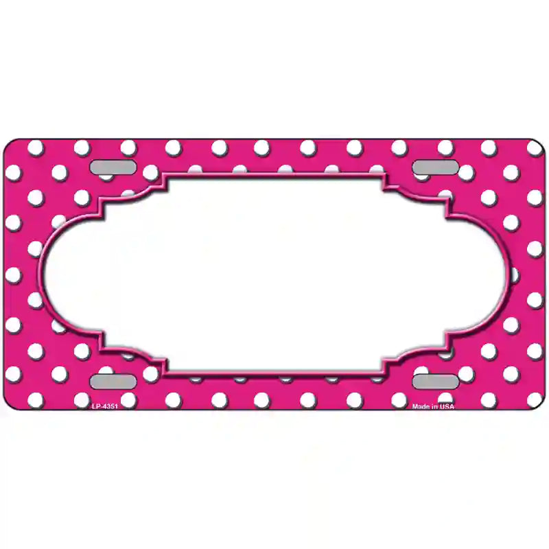 Scallop Pink White Polka Dot Metal Novelty License Plate 24" x 12" (LLP)