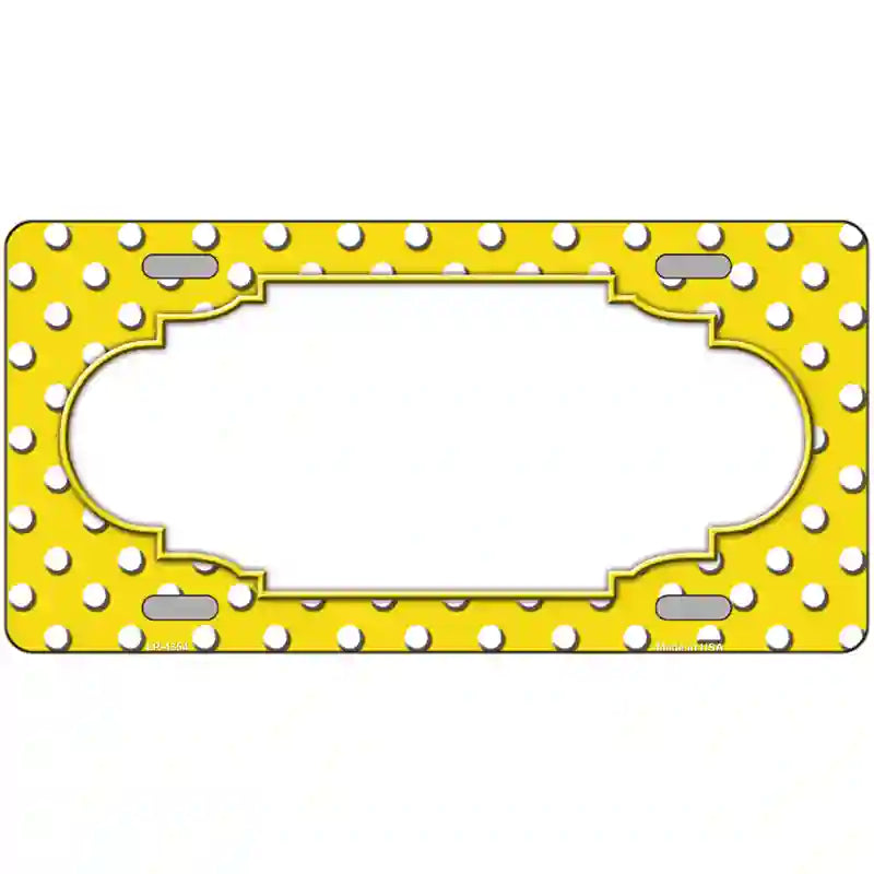 Scallop Yellow White Polka Dot Metal Novelty License Plate 24" x 12" (LLP)