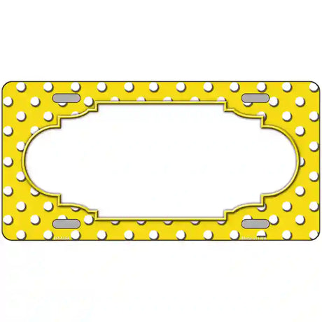 Scallop Yellow White Polka Dot Metal Novelty License Plate 24" x 12" (LLP)