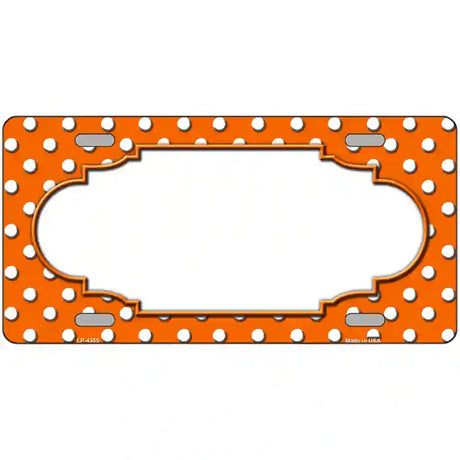 Scallop Orange White Polka Dot Metal Novelty License Plate 24" x 12" (LLP)