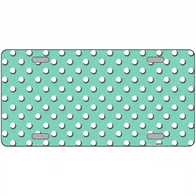 Mint White Polka Dot Metal Novelty License Plate LP-4379 24" x 12" (LLP)