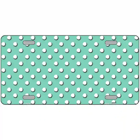 Mint White Polka Dot Metal Novelty License Plate LP-4379 24" x 12" (LLP)