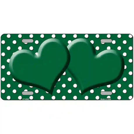 Green White Polka Dot Center Hearts Metal Novelty License Plate 24" x 12" (LLP)