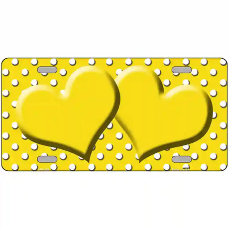 Yellow White Polka Dot Center Hearts Metal Novelty License Plate 24" x 12" (LLP)