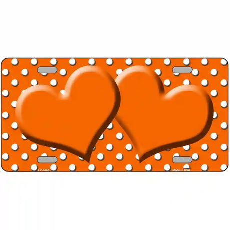 Orange White Polka Dot Center Hearts Metal Novelty License Plate 24" x 12" (LLP)