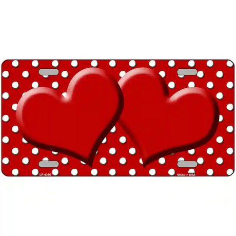 Red White Polka Dot Center Hearts Metal Novelty License Plate 24" x 12" (LLP)