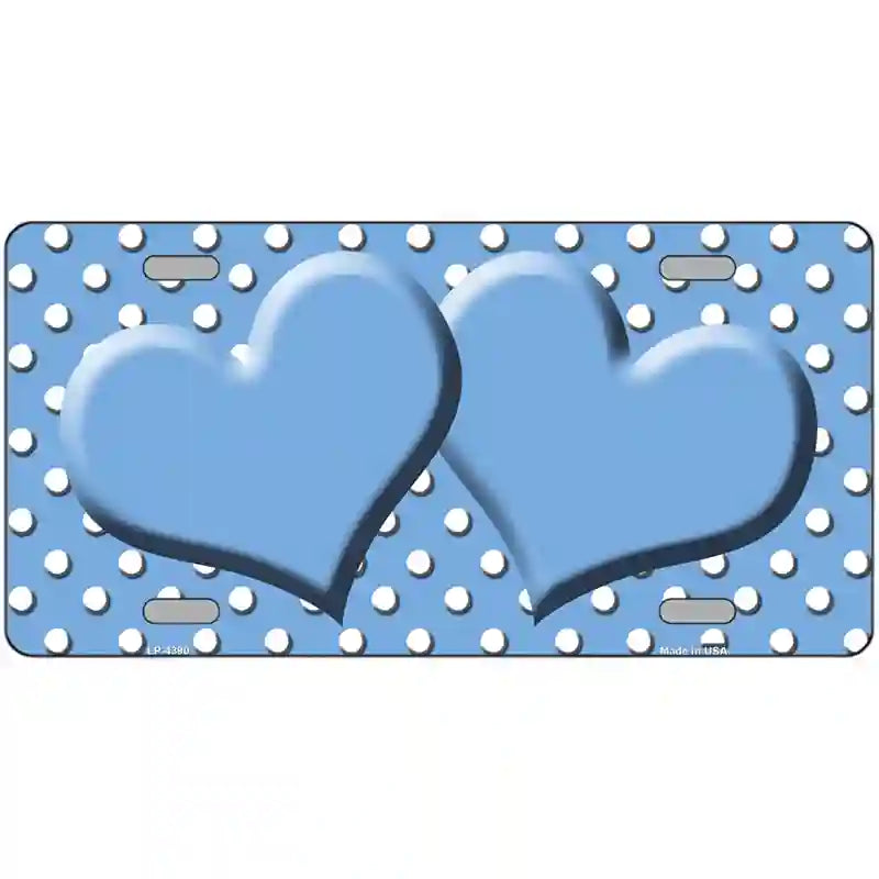 Light Blue White Polka Dot Center Hearts Metal Novelty License Plate 24" x 12" (LLP)