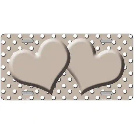 Tan White Polka Dot Center Hearts Metal Novelty License Plate 24" x 12" (LLP)