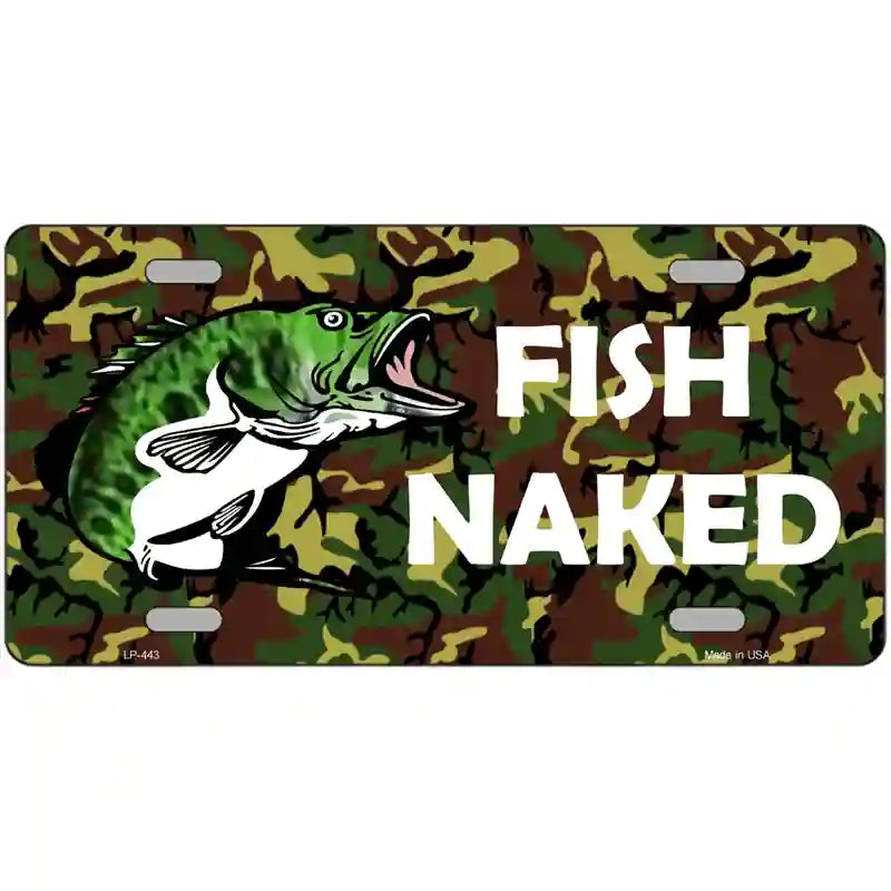 Fish Naked Metal Novelty License Plate 24" x 12" (LLP)