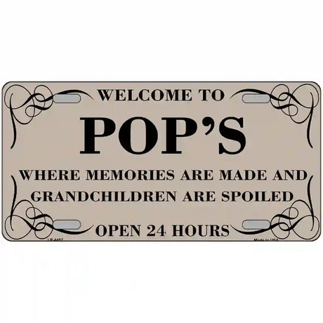 Welcome To Pops Metal Novelty License Plate 24" x 12" (LLP)