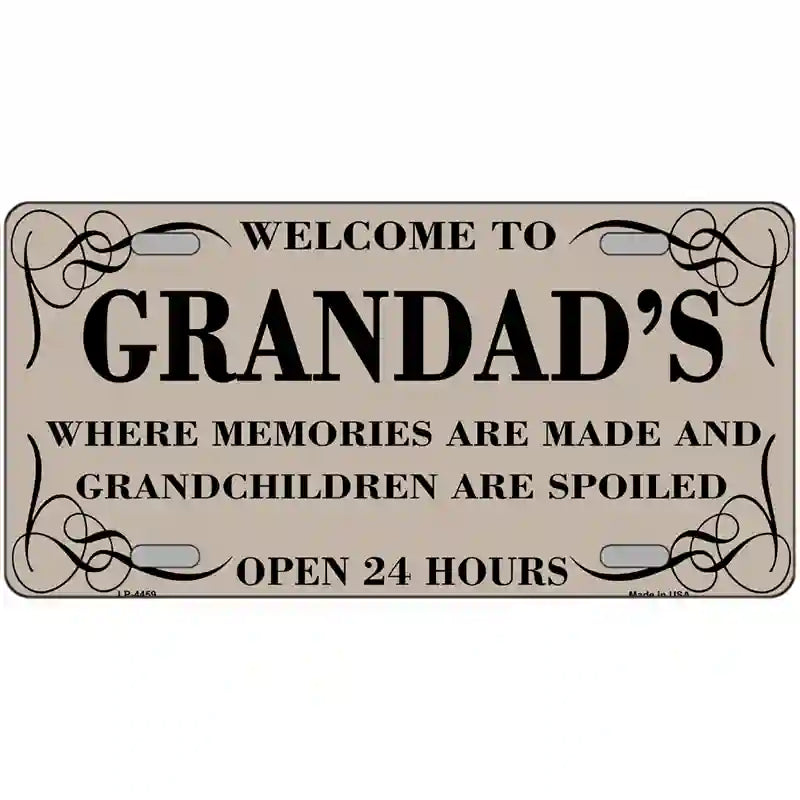 Welcome To Grandads Metal Novelty License Plate 24" x 12" (LLP)