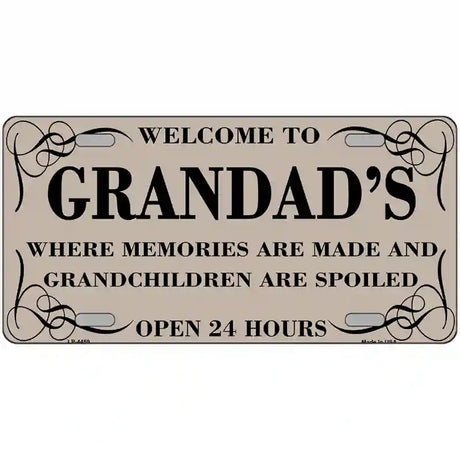 Welcome To Grandads Metal Novelty License Plate 24" x 12" (LLP)