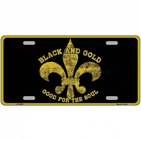 Saints Fleur De Lis Black Gold Metal Novelty License Plate 24" x 12" (LLP)