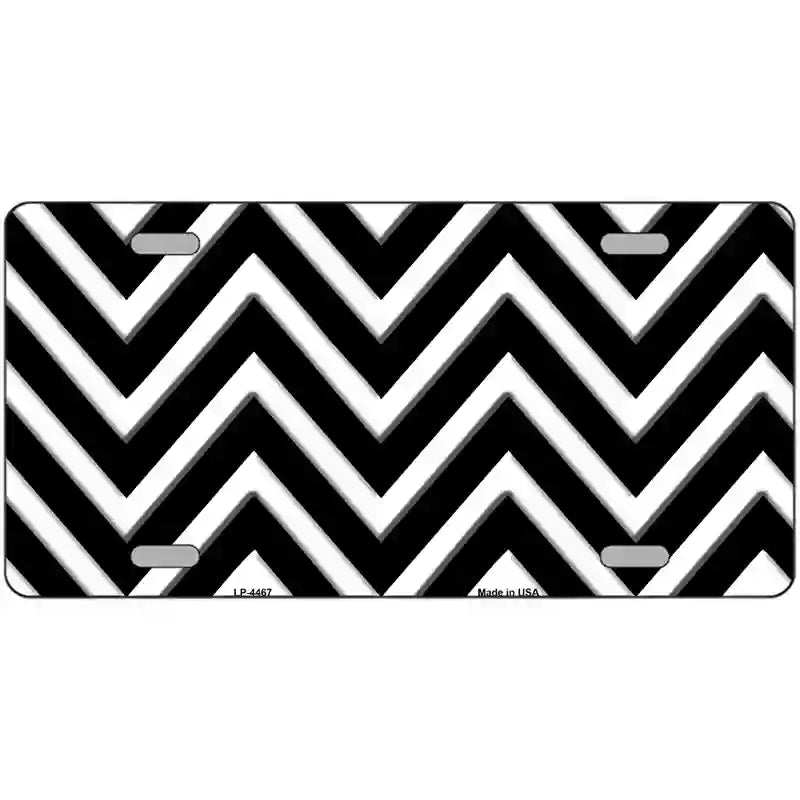 Black White Chevron Metal Novelty License Plate LP-4467 24" x 12" (LLP)