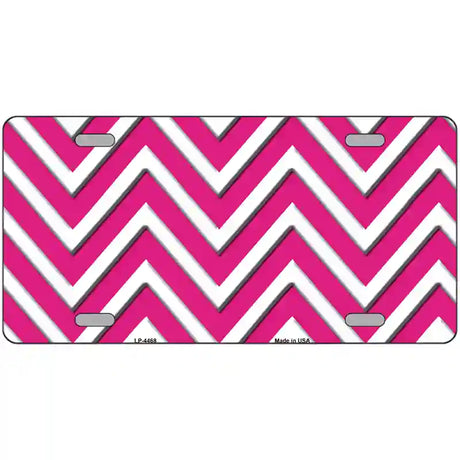 Pink White Chevron Metal Novelty License Plate LP-4468 24" x 12" (LLP)