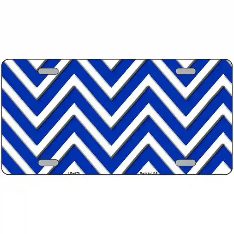 Blue White Chevron Metal Novelty License Plate LP-4470 24" x 12" (LLP)