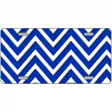 Blue White Chevron Metal Novelty License Plate LP-4470 24" x 12" (LLP)