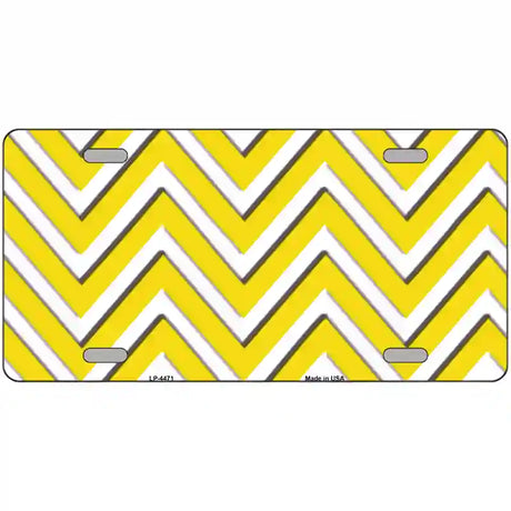 Yellow White Chevron Metal Novelty License Plate LP-4471 24" x 12" (LLP)