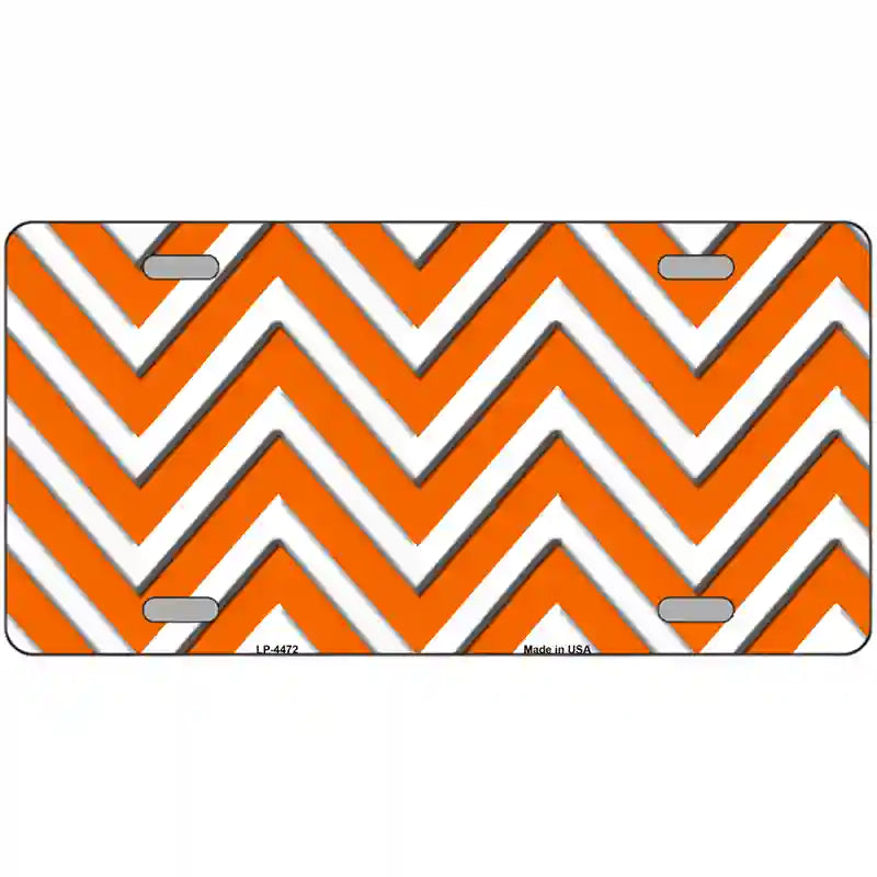 Orange White Chevron Metal Novelty License Plate LP-4472 24" x 12" (LLP)