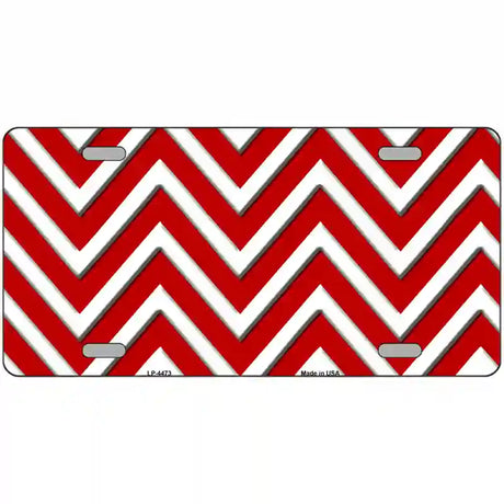 Red White Chevron Metal Novelty License Plate LP-4473 24" x 12" (LLP)