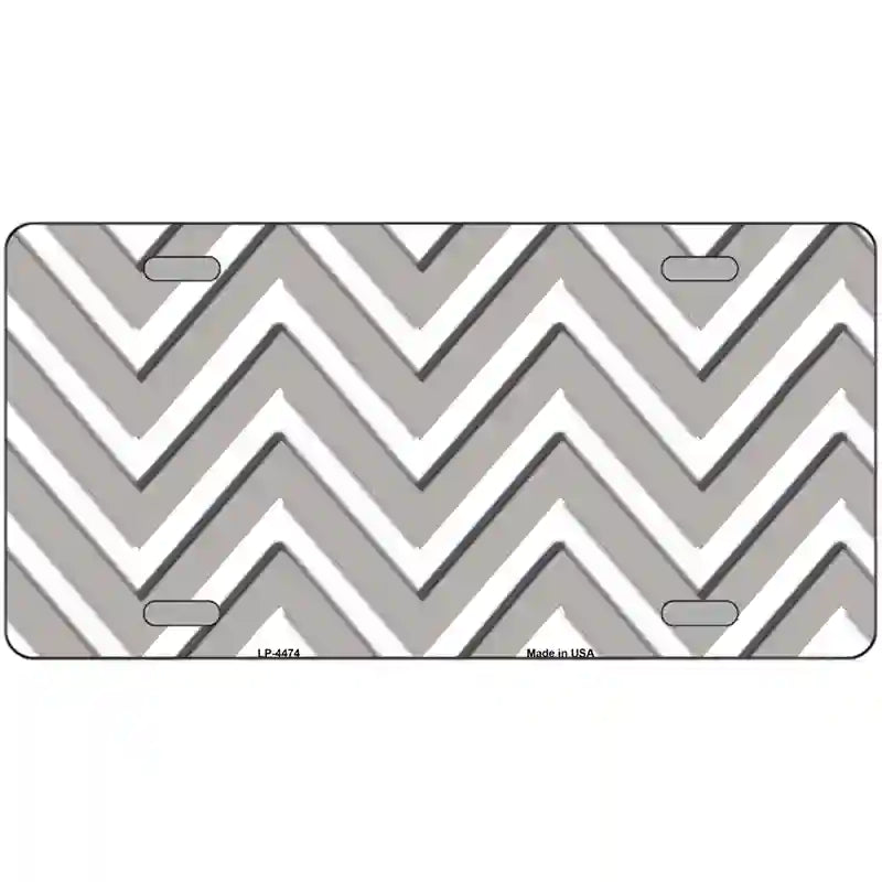 Grey White Chevron Metal Novelty License Plate LP-4474 24" x 12" (LLP)