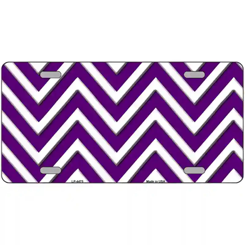 Purple White Chevron Metal Novelty License Plate LP-4475 24" x 12" (LLP)