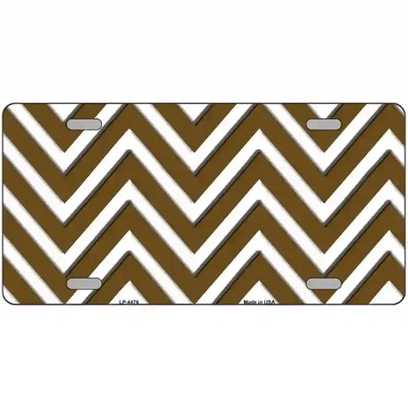 Brown White Chevron Metal Novelty License Plate LP-4476 24" x 12" (LLP)