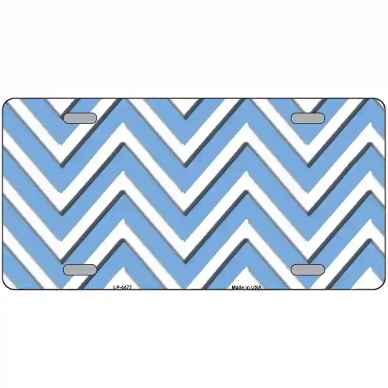 Light Blue White Chevron Metal Novelty License Plate LP-4477 24" x 12" (LLP)