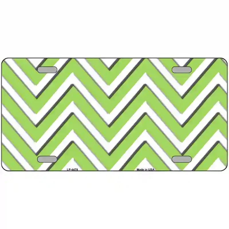 Lime Green White Chevron Metal Novelty License Plate LP-4478 24" x 12" (LLP)