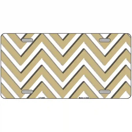 Gold White Chevron Metal Novelty License Plate LP-4480 24" x 12" (LLP)