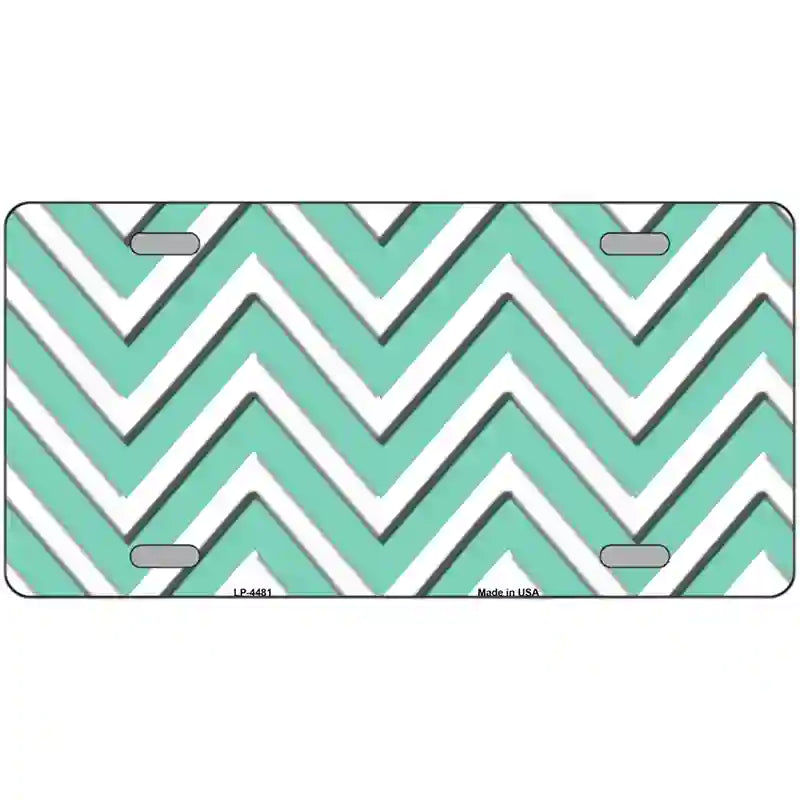 Mint White Chevron Metal Novelty License Plate LP-4481 24" x 12" (LLP)