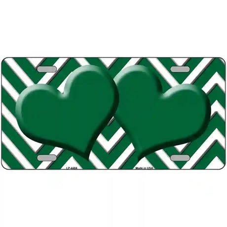 Green White Chevron Green Center Hearts Metal Novelty License Plate LP-4484 24" x 12" (LLP)