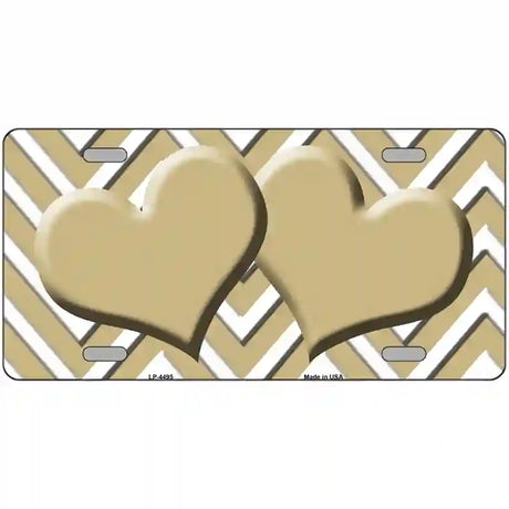 Gold White Chevron Gold Center Hearts Metal Novelty License Plate LP-4495 24" x 12" (LLP)