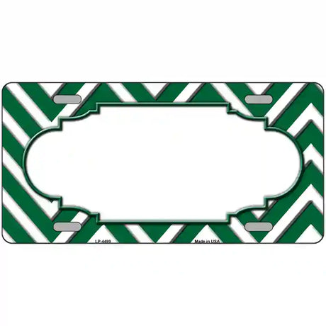 Green White Chevron Center Scallop Metal Novelty License Plate 24" x 12" (LLP)