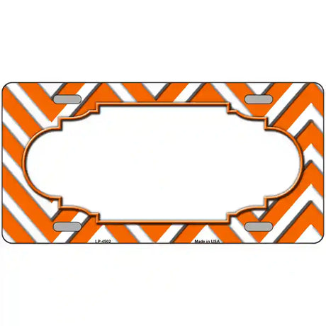 Orange White Chevron Center Scallop Metal Novelty License Plate 24" x 12" (LLP)