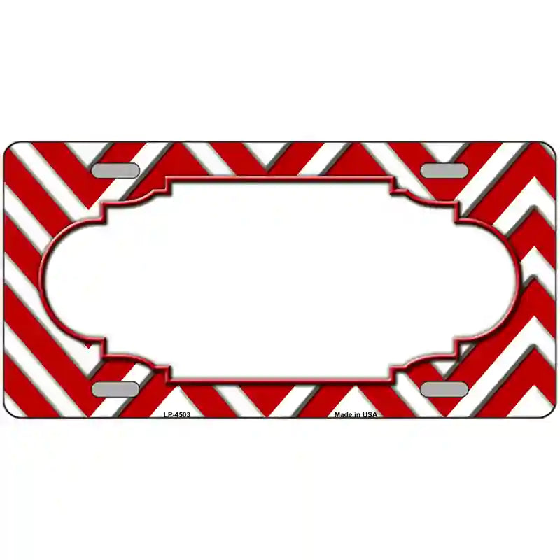 Red White Chevron Center Scallop Metal Novelty License Plate 24" x 12" (LLP)