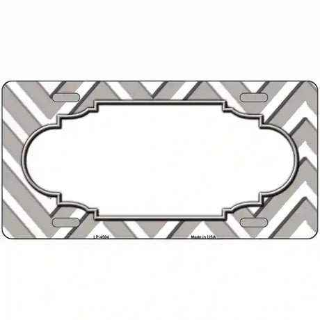 Grey White Chevron Center Scallop Metal Novelty License Plate 24" x 12" (LLP)