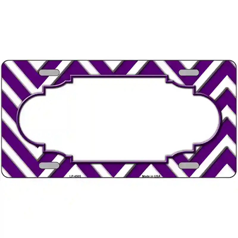 Purple White Chevron Center Scallop Metal Novelty License Plate 24" x 12" (LLP)