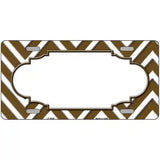 Brown White Chevron Center Scallop Metal Novelty License Plate 24" x 12" (LLP)