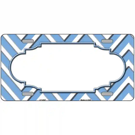 Light Blue White Chevron Center Scallop Metal Novelty License Plate 24" x 12" (LLP)