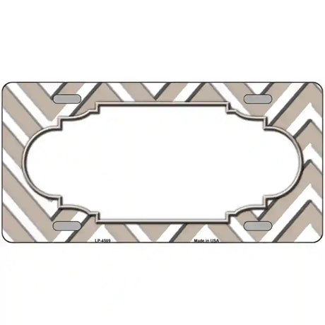 Tan White Chevron Center Scallop Metal Novelty License Plate 24" x 12" (LLP)