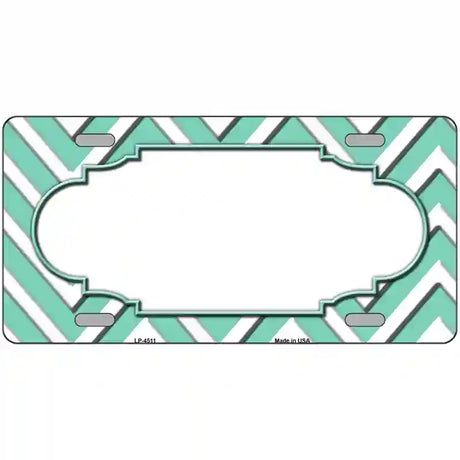 Mint White Chevron Center Scallop Metal Novelty License Plate 24" x 12" (LLP)