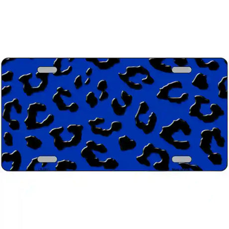 Blue Black Cheetah Metal Novelty License Plate 24" x 12" (LLP)