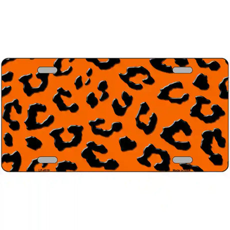 Orange Black Cheetah Metal Novelty License Plate 24" x 12" (LLP)