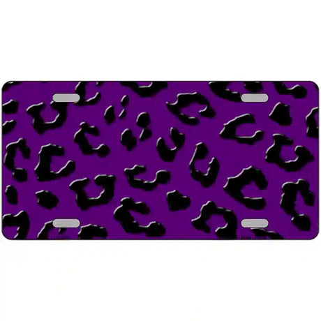 Purple Black Cheetah Metal Novelty License Plate 24" x 12" (LLP)