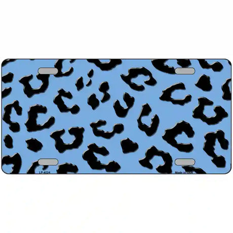 Light Blue Black Cheetah Metal Novelty License Plate 24" x 12" (LLP)