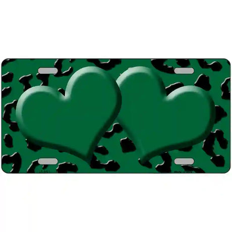 Green Black Cheetah Green Center Hearts Metal Novelty License Plate 24" x 12" (LLP)